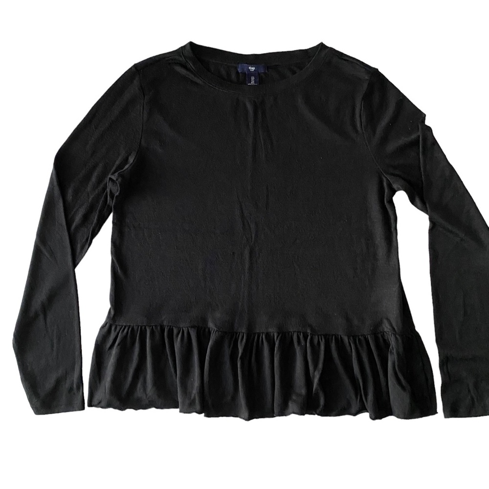 Black long sleeved peplum top, Size L